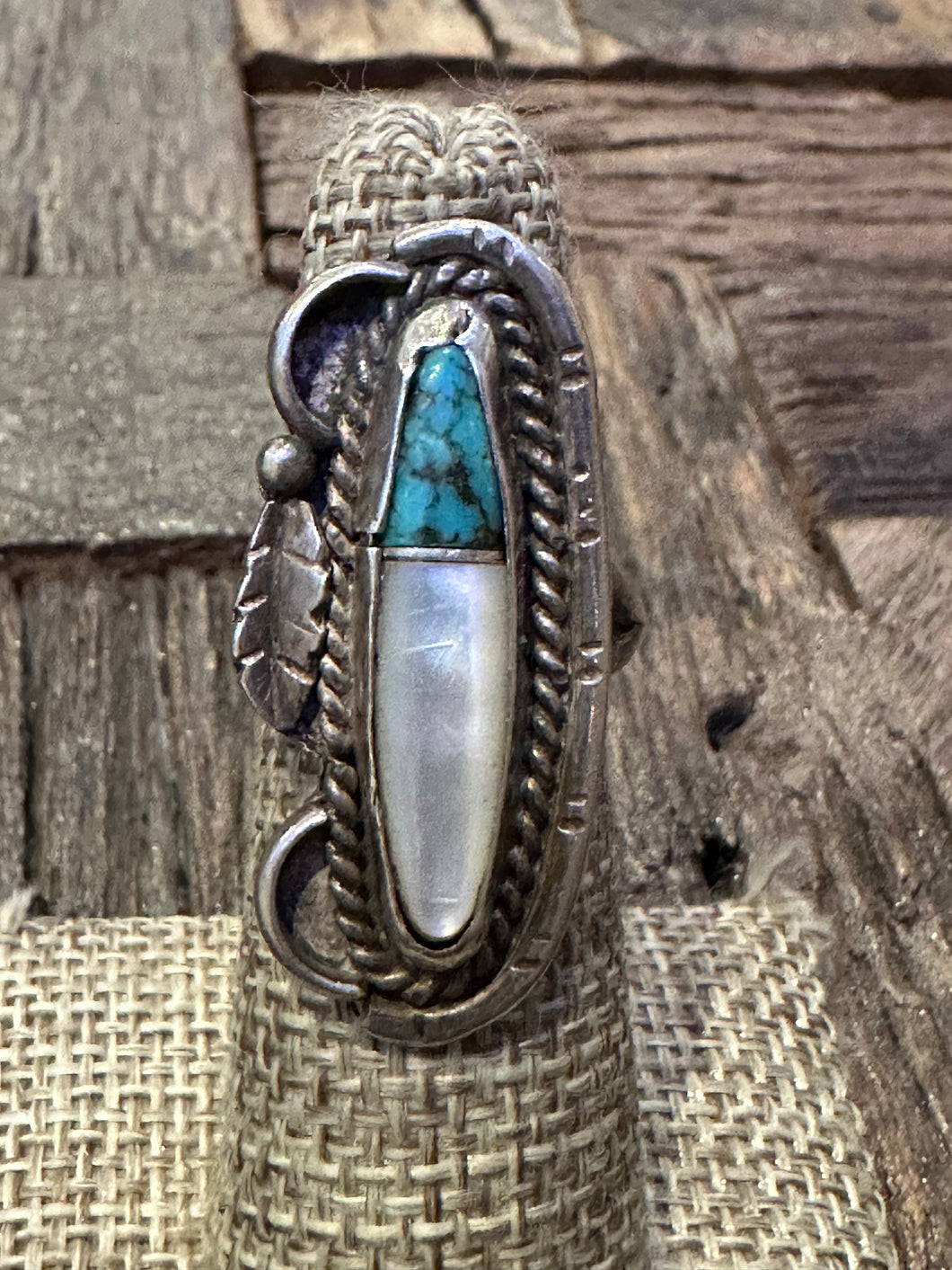 Vintage Zuni Turquoise & Mother of Pearl Ring