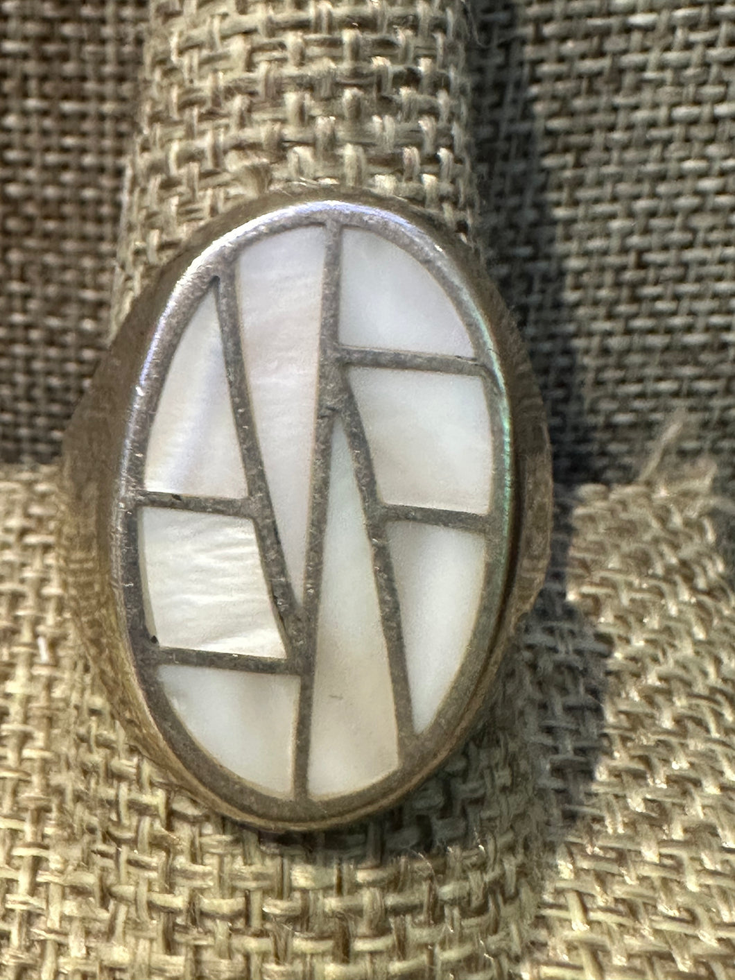 Vintage Mother of Pearl Zuni Inlay Ring