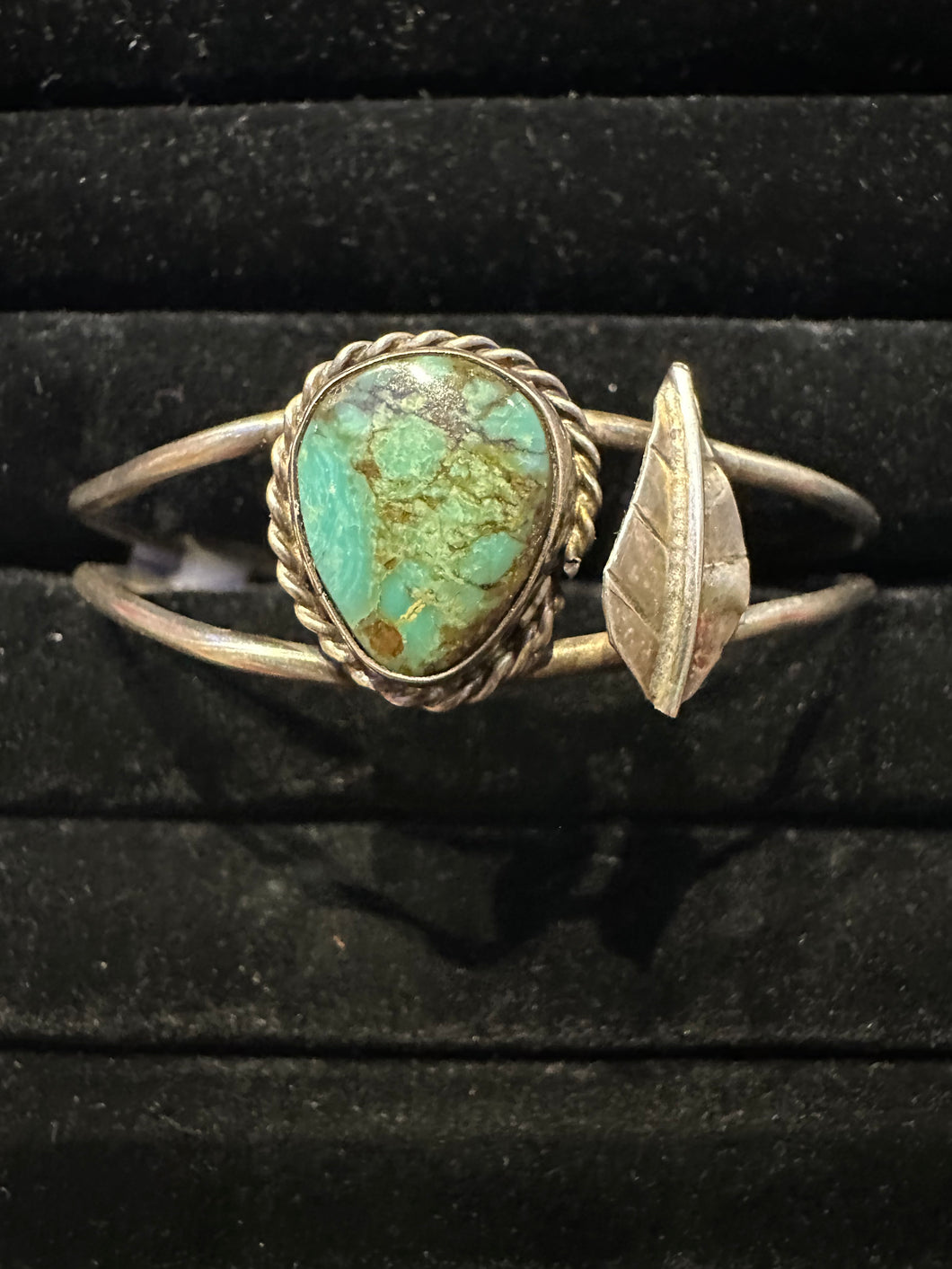 Vintage Baby Cuff with Rope Bezel and Turquoise