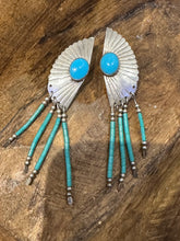 Load image into Gallery viewer, Vintage Turquoise with beaded dangle Earrings
