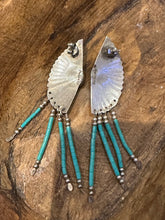 Load image into Gallery viewer, Vintage Turquoise with beaded dangle Earrings
