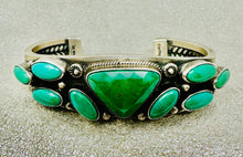 Load image into Gallery viewer, Old Pawn Turquoise Cabochons and Twisted Rope Cuff Bracelet
