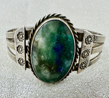 Load image into Gallery viewer, Azurite Stone and Sterling Silver Cuff
