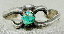 Load image into Gallery viewer, Hopi Sandcast Cuff W/ Turquoise Stone
