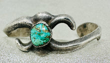 Load image into Gallery viewer, Hopi Sandcast Cuff W/ Turquoise Stone
