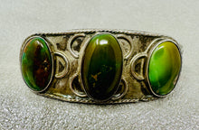 Load image into Gallery viewer, Green Chalcedony and Sterling Silver Navajo Vintage Cuff
