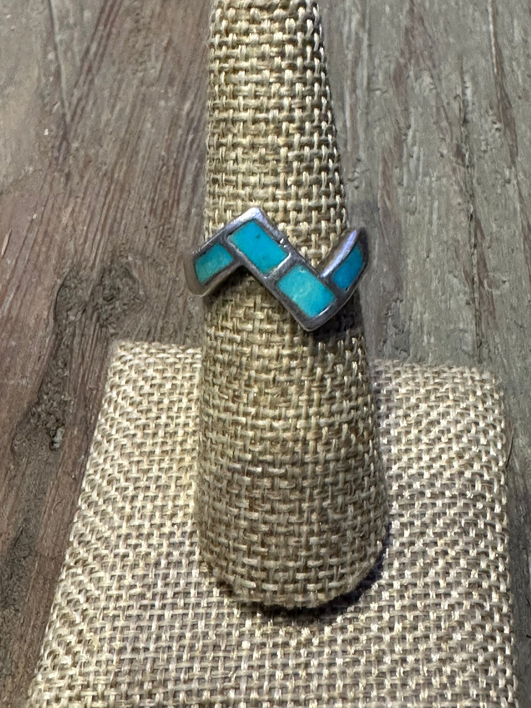 Old Pawn Zuni Turquoise Inlay Ring