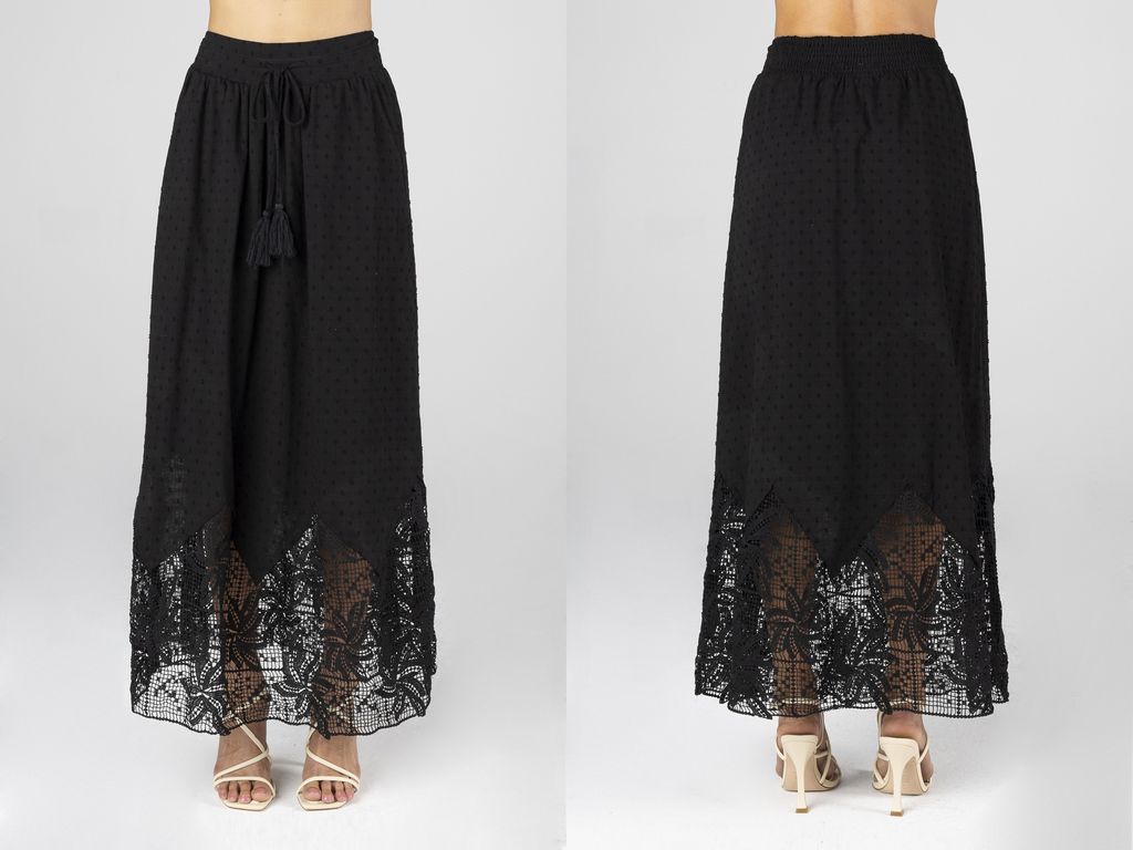 LONG CROCHET FLOWY SKIRT WITH TASSEL