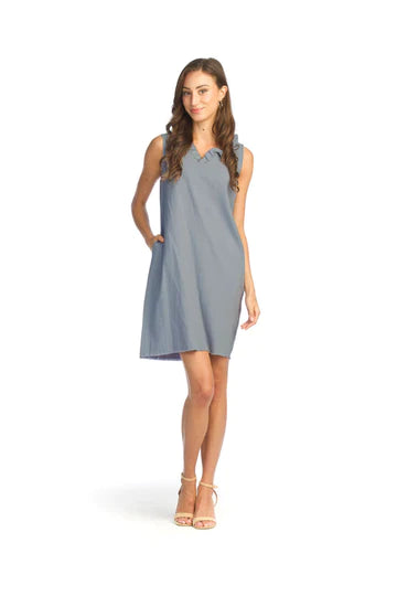 Sleeveless Tencel Dress with Raw Edge