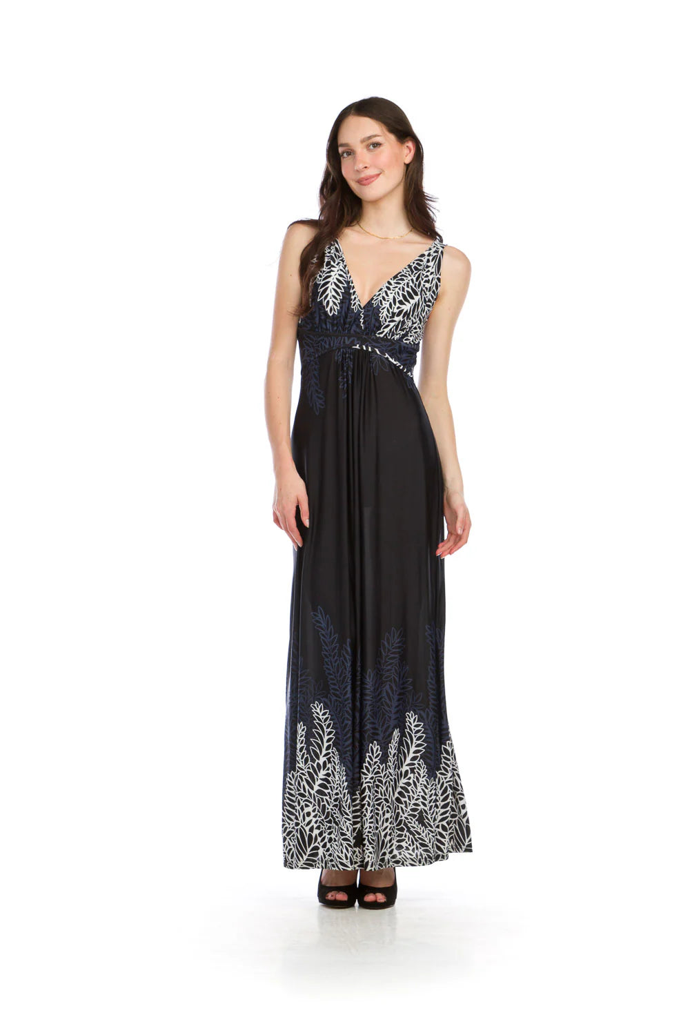 Border Print Grecian Maxi Dress