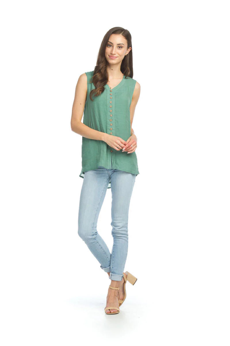 Sleeveless Lined Button Front Blouse