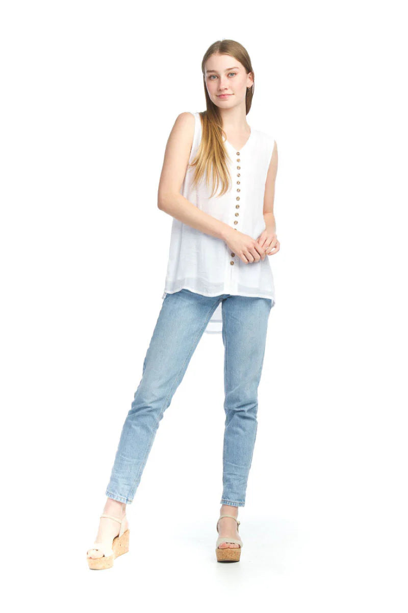 Sleeveless Lined Button Front Blouse