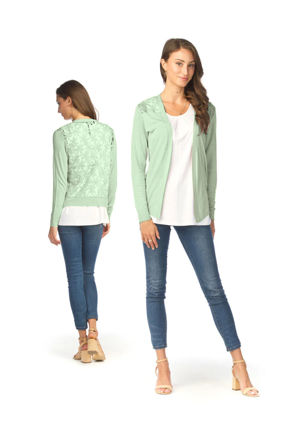 Lace Back Long Sleeve Cardigan