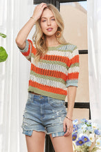 Load image into Gallery viewer, STRIPED 3/4 SLEEVES SWEATER TOP
