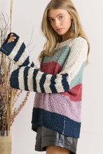 Load image into Gallery viewer, STRIPE PATTERN TEXTURED SWEATER
