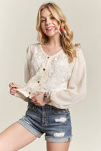 Load image into Gallery viewer, EMBROIDERED BUTTON DOWN WOVEN BLOUSE
