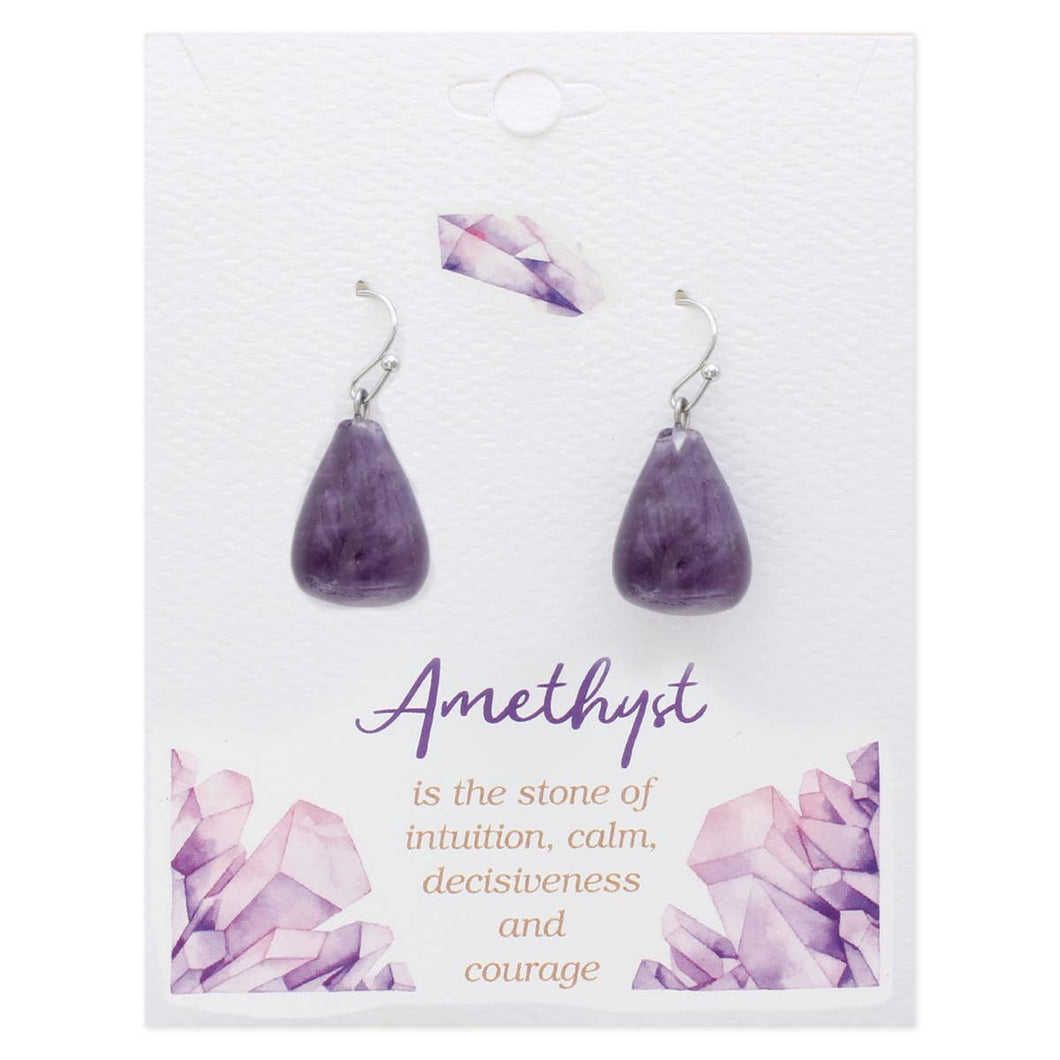 Just a Drop Amethyst Stone Teardrop Earrings