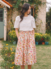 Load image into Gallery viewer, Pastel Pink Floral Fantasy Midi Skirt
