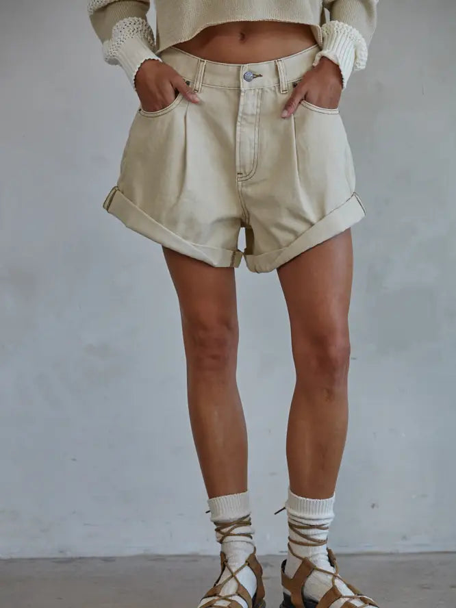 Woven Cotton Denim Shorts