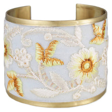 Load image into Gallery viewer, Ivory White Floral Embroidered Cuff Bracelet
