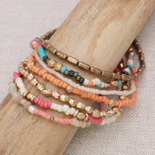 Load image into Gallery viewer, Warm Tone Gold Orange Bead Bracelet Set
