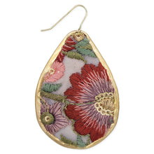 Load image into Gallery viewer, Autumn Bloom Embroidered Teardrop Earrings

