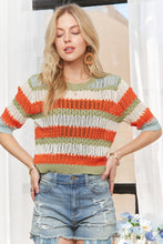 Load image into Gallery viewer, STRIPED 3/4 SLEEVES SWEATER TOP
