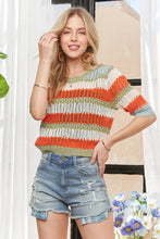 Load image into Gallery viewer, STRIPED 3/4 SLEEVES SWEATER TOP
