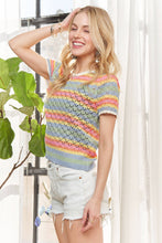 Load image into Gallery viewer, LIGHTWEIGHT STRIPE CROCHET TOP
