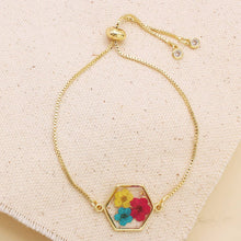 Load image into Gallery viewer, Gold Dried Flower Pull Bracelet

