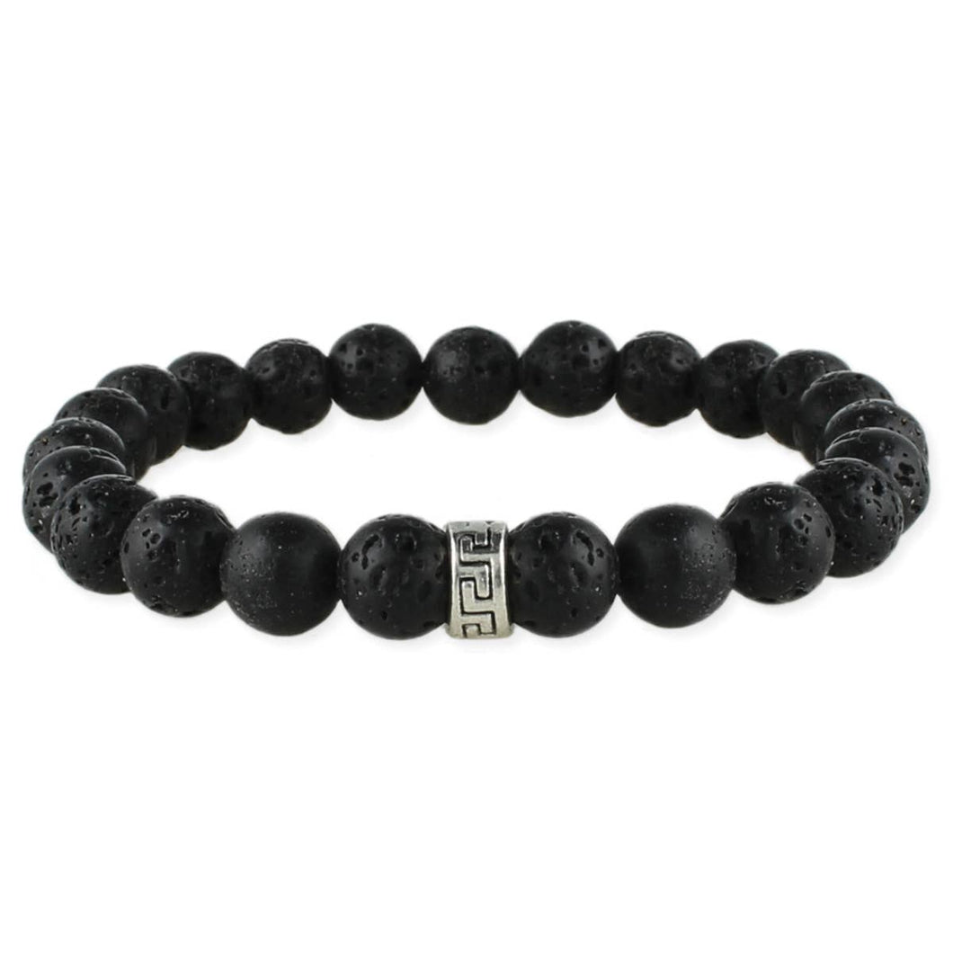 Black Lava Bead Unisex Stretch Bracelet