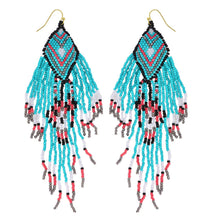 Load image into Gallery viewer, Native American Beaded Long Drop Earrings
