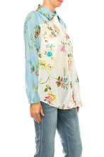 Load image into Gallery viewer, Floral Split Print Button Down Shirt with Lace
