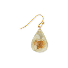 Load image into Gallery viewer, White Dried Flower Clear Teardrop Earrings
