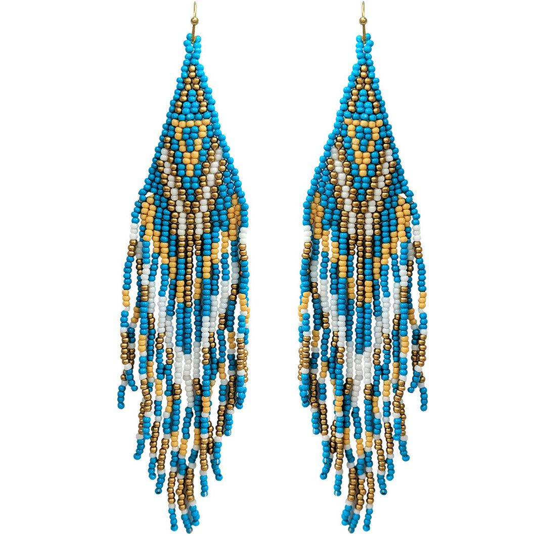 Native Style Beaded Waterfall Drop Dangle Hook Earrings