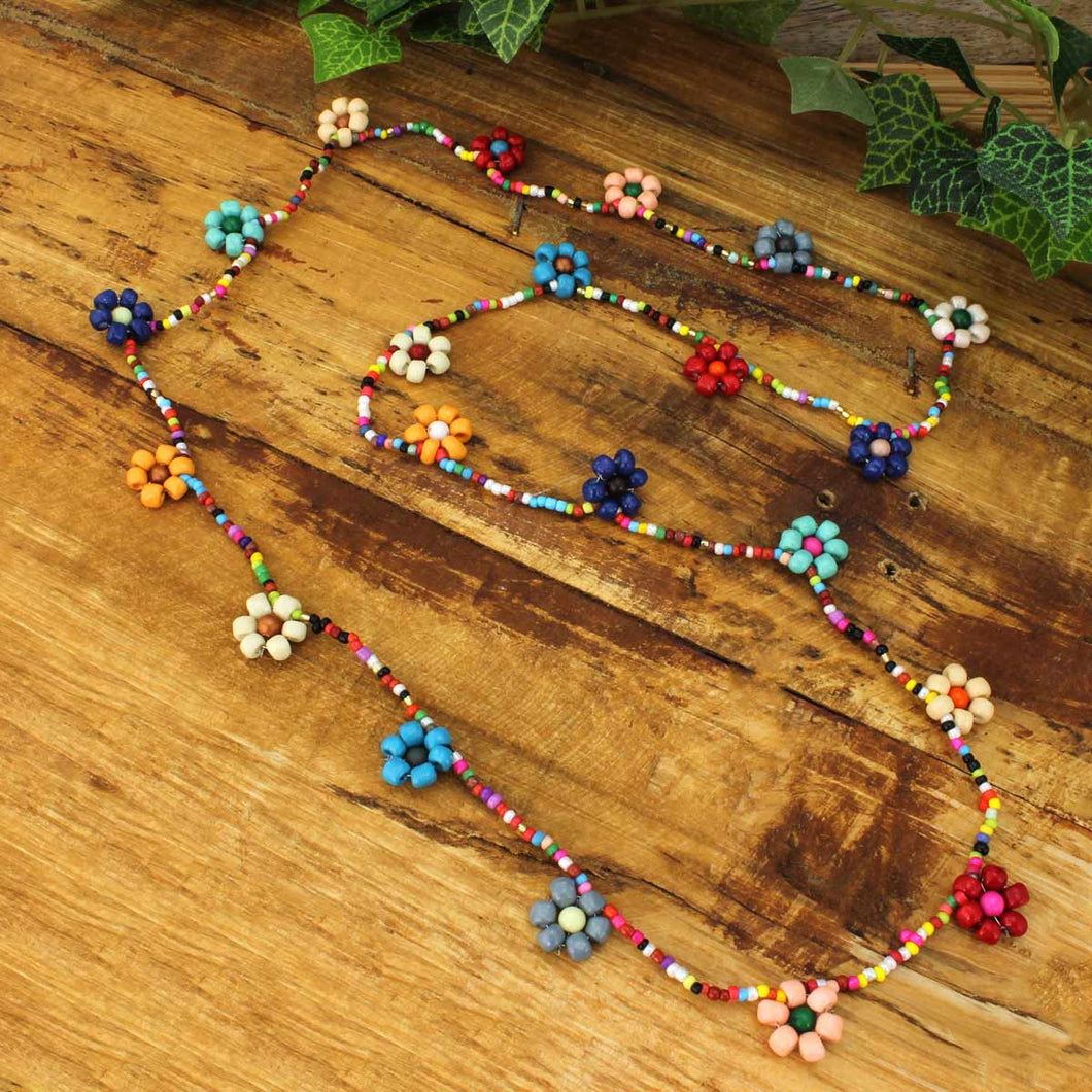 Daisy Chain Multi Bead Flower Necklace