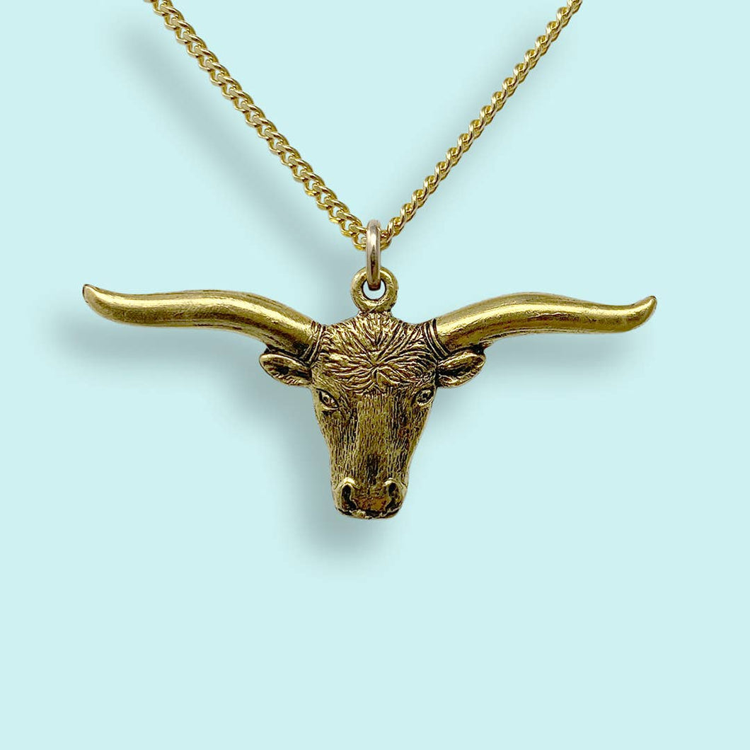 Longhorn on Gold Chain Necklace: 18 Inch