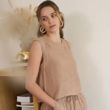 Load image into Gallery viewer, Back Button Split Hem Sleeveless Top
