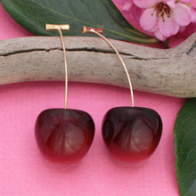 Load image into Gallery viewer, Deep Red Cherry Drop Earrings
