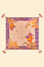 Load image into Gallery viewer, Tasselled 100% Silk Tropical Hummingbird Scarf
