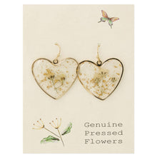 Load image into Gallery viewer, Queen Anne&#39;s Lace Dried Flower Heart Earrings
