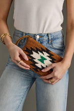 Load image into Gallery viewer, Brown, Black, Green &amp; White Western Wristlet
