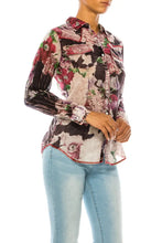 Load image into Gallery viewer, Navy Floral Western Shirt with Vintage Wash
