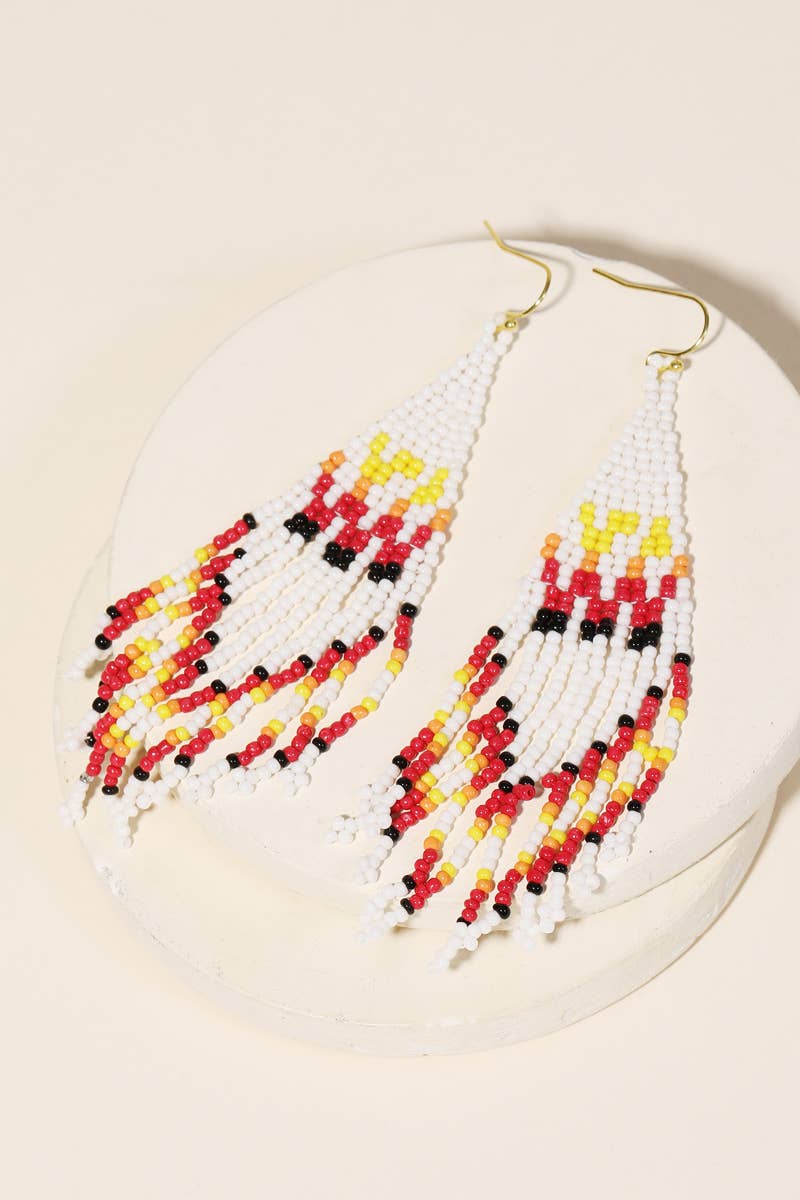 Triangle Seed Beaded Fringe Earrings