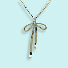 Load image into Gallery viewer, Gold Bow Necklace: 16 Inch
