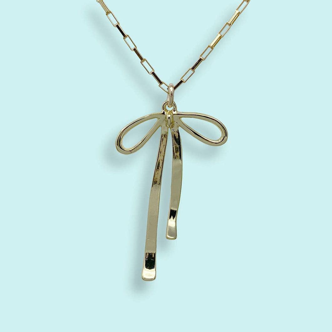 Gold Bow Necklace: 16 Inch