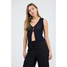 Load image into Gallery viewer, V Neck Front Button Crochet Knit Vest
