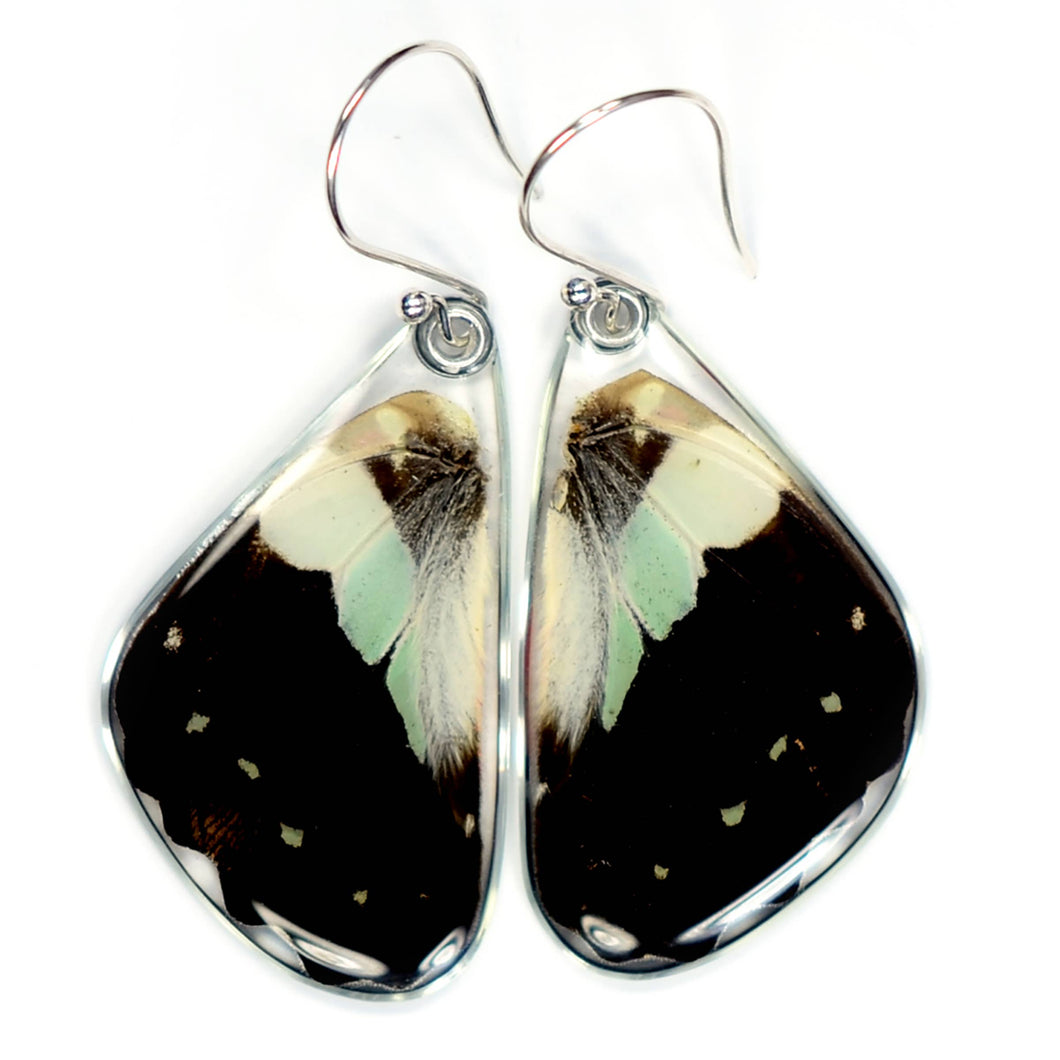 0505 Butterfly Earrings, Pale Green Triangle, Bottom Wings