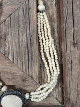 Load image into Gallery viewer, 5 Strand Bone Bead Necklace with Bone Cameo
