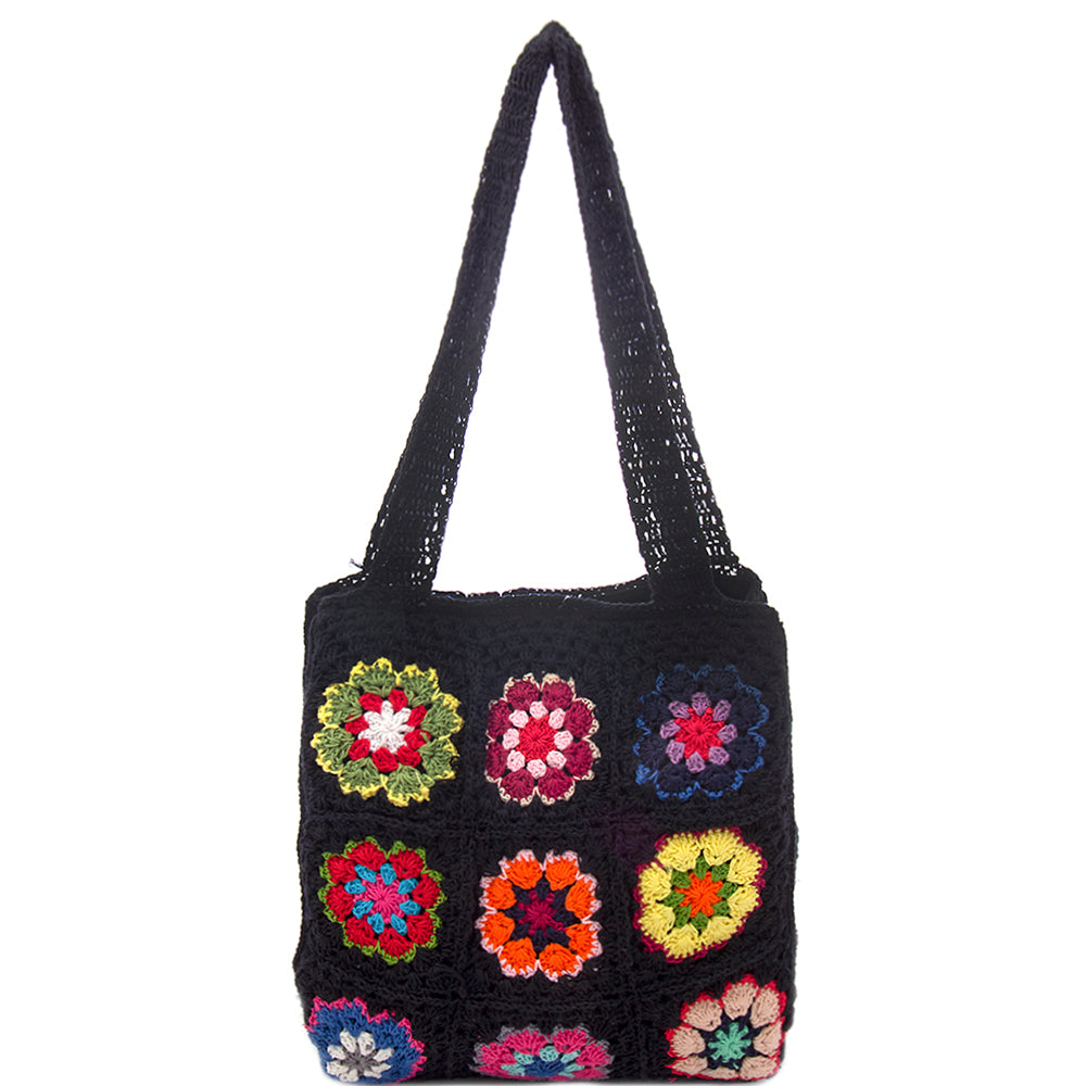 FASHION EMBROIDERED FLOWER PATTERN TOTE BAG